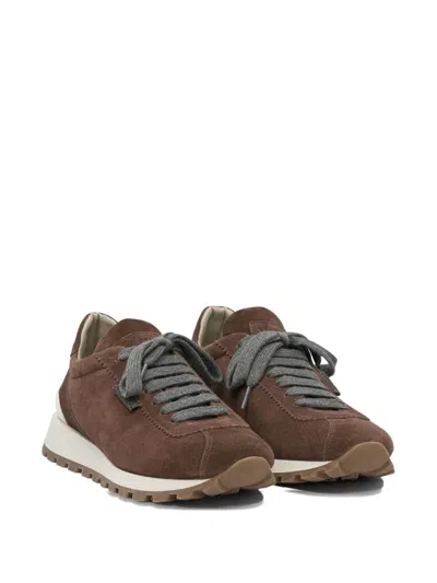 Brunello Cucinelli Suede Sneakers In Brown