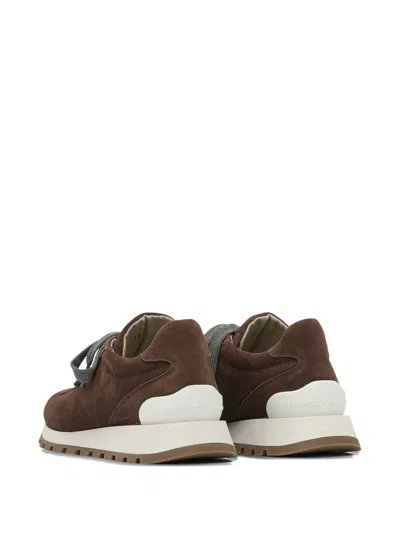 Brunello Cucinelli Suede Sneakers In Brown