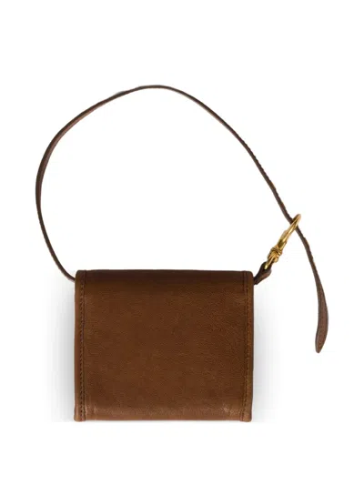 Miu Miu Nappa Leather Wallet With Shoulder Strap In Brown