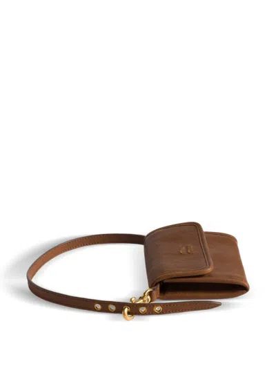 Miu Miu Nappa Leather Wallet With Shoulder Strap In Brown
