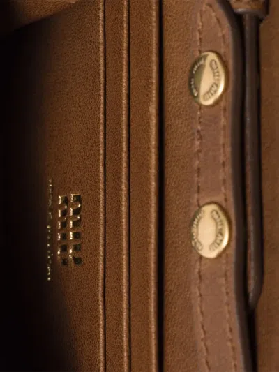 Miu Miu Nappa Leather Wallet With Shoulder Strap In Brown