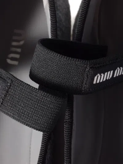 Miu Miu Bow-embellished Elastic-strap Ballet Flats In Gray