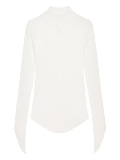 Courrèges Ribbed Turtleneck Top In White