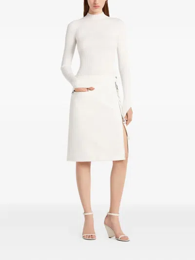 Courrèges Ribbed Turtleneck Top In White