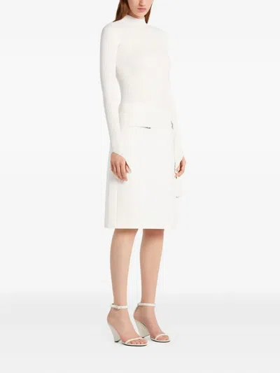 Courrèges Ribbed Turtleneck Top In White