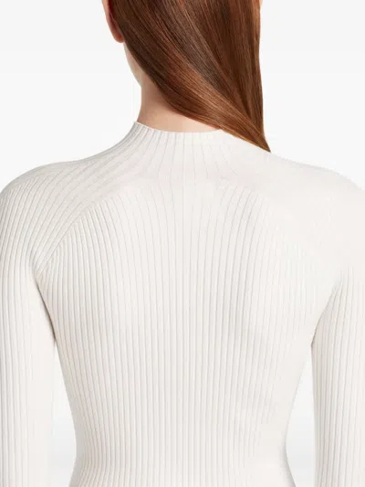 Courrèges Ribbed Turtleneck Top In White