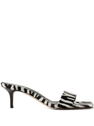Aeyde Open Toe Kitten Heel Zebra Pattern Sandals In Multi