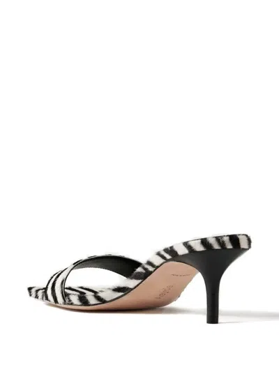 Aeyde Open Toe Kitten Heel Zebra Pattern Sandals In Multi