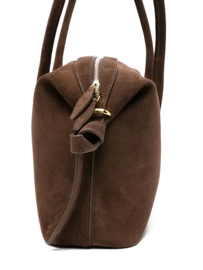 Yuzefi Rectangular Suede Shoulder Bag With Detachable Strap In Brown