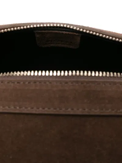 Yuzefi Rectangular Suede Shoulder Bag With Detachable Strap In Brown