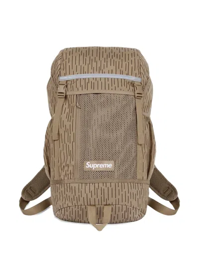 Supreme Logo-patch "tan Raindrop" Backpack In Brown