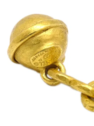 Pre-owned Chanel 1995 Bell Drop Earrings In Gold