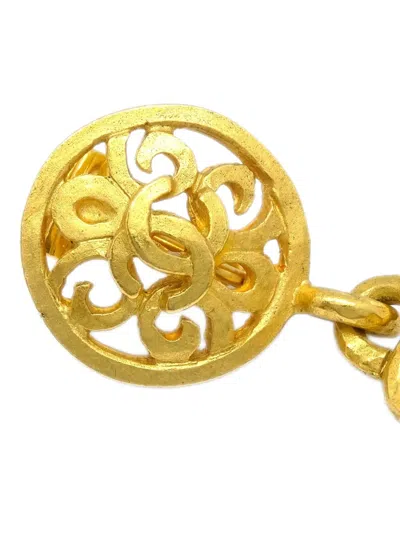 Pre-owned Chanel 1995 Bell Drop Earrings In Gold