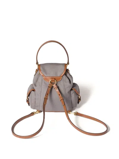 Miu Miu Leather-trimmed Canvas Backpack In Gray
