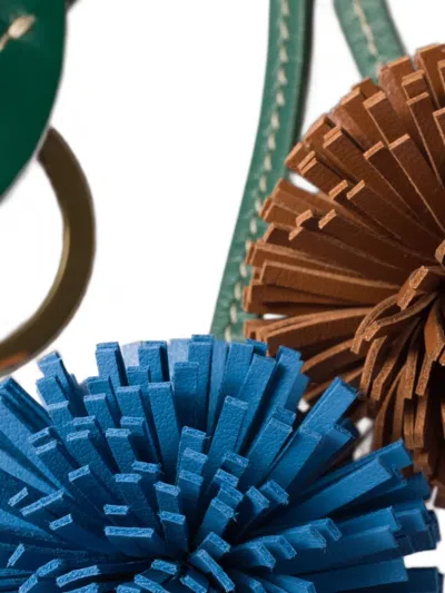 Miu Miu Leather Charm With Loop Handle And Pom Design In Multi