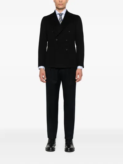 Tagliatore Double-breasted Wool Jacket In Black