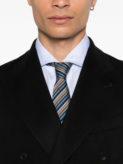 Tagliatore Double-breasted Wool Jacket In Black