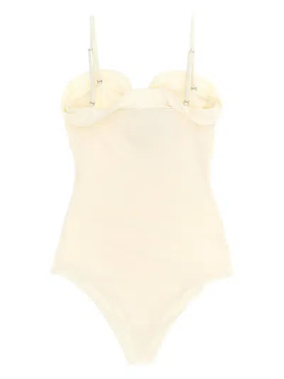 Magda Butrym Costume Intero In Nylon Stretch Crema  Donna In White