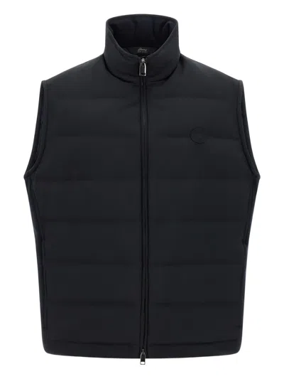Brioni 'golf Capsule' Sleeveless Padded High Collar Vest In Blue