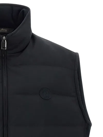 Brioni 'golf Capsule' Sleeveless Padded High Collar Vest In Blue