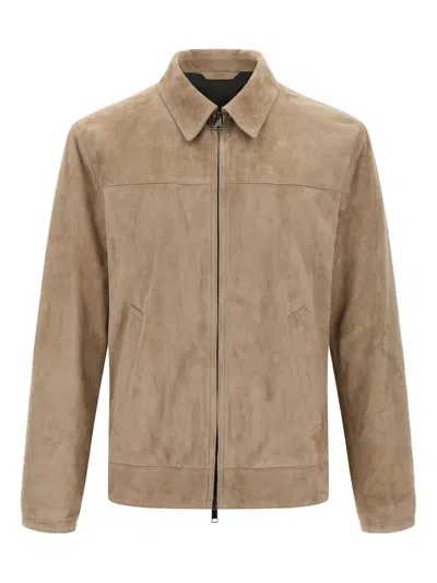 衬衫领绒面皮夹克