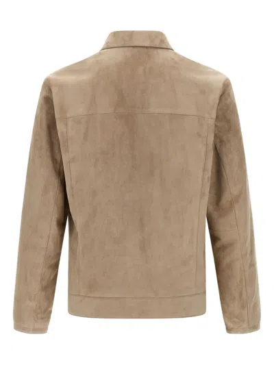 衬衫领绒面皮夹克