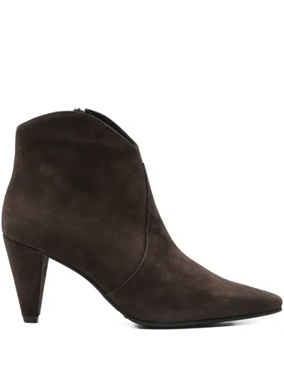 Evaluna 80mm Pointed-toe Heeled Ankle Boots In Brown
