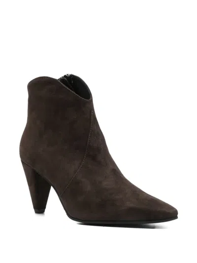 Evaluna 80mm Pointed-toe Heeled Ankle Boots In Brown