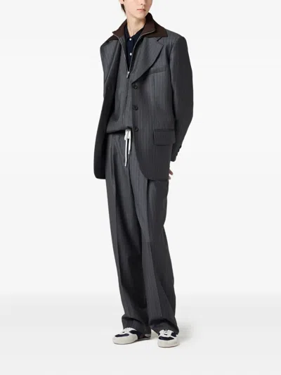 Miu Miu Pinstripe Single-breasted Blazer Jacket In Black