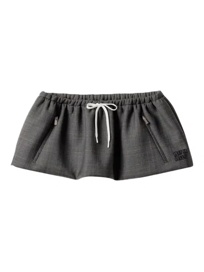 Miu Miu Prince Of Wales Check Mini Skirt In Black