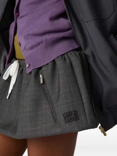 Miu Miu Prince Of Wales Check Mini Skirt In Black