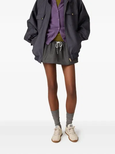 Miu Miu Prince Of Wales Check Mini Skirt In Black