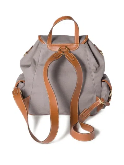 Miu Miu Leather-trimmed Flap Backpack In Gray