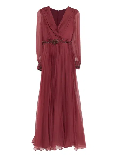 M.marquise Michalea Embellished Pleated Dress In Red