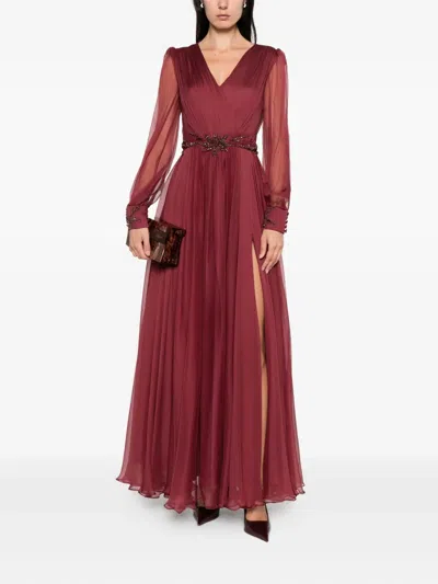 M.marquise Michalea Embellished Pleated Dress In Red