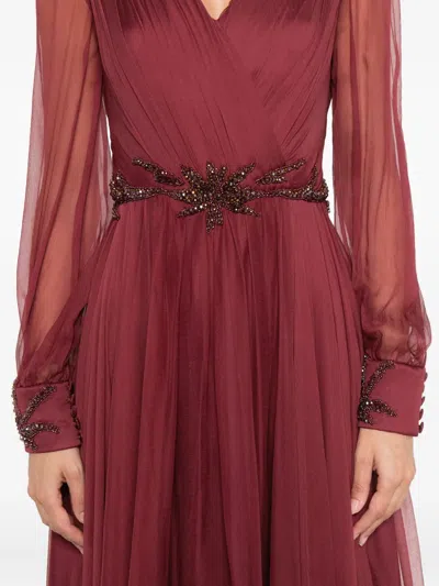 M.marquise Michalea Embellished Pleated Dress In Red