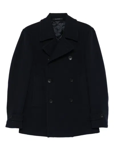 Tagliatore Double-breasted Wool Coat In Blue