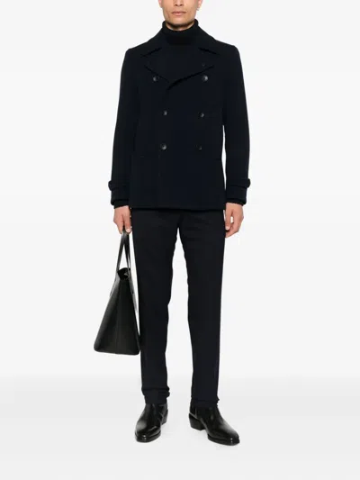 Tagliatore Double-breasted Wool Coat In Blue