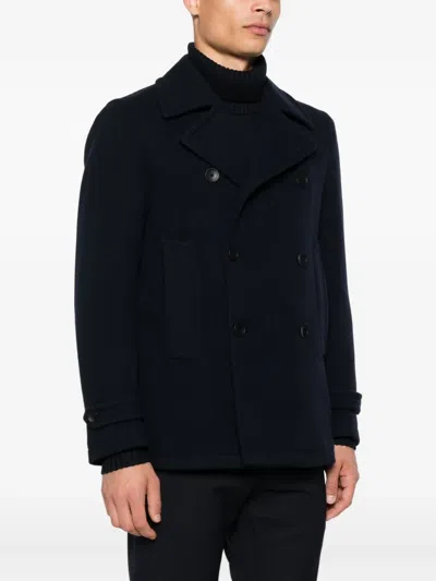 Tagliatore Double-breasted Wool Coat In Blue
