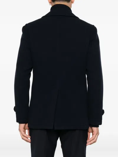 Tagliatore Double-breasted Wool Coat In Blue