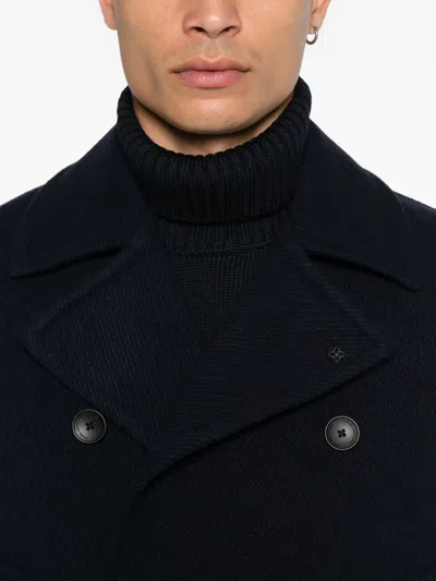 Tagliatore Double-breasted Wool Coat In Blue