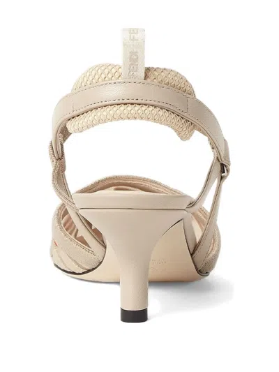 Fendi Colibri Lite Slingback In Beige Ff Mesh Women In White