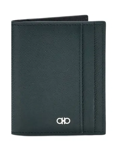 Ferragamo Leather Card Holder In Black