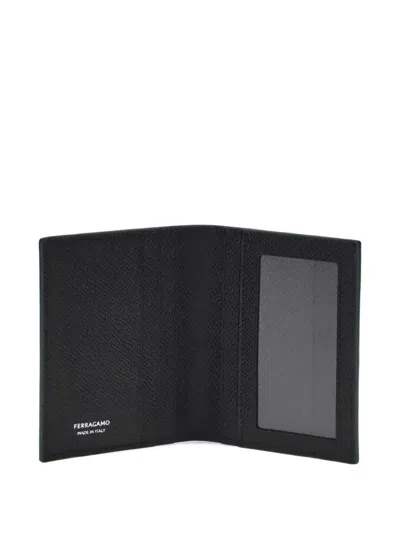Ferragamo Leather Card Holder In Black