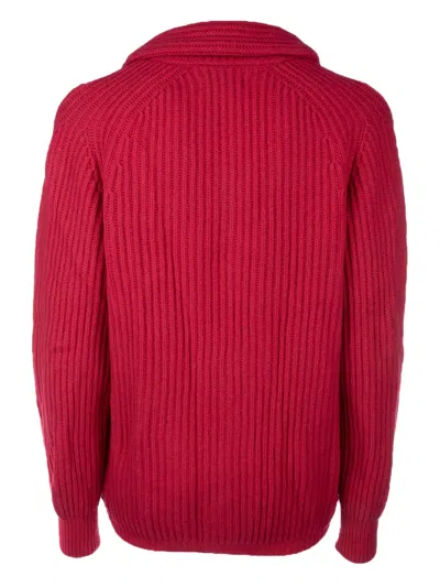 Laneus Collar Shawl Ribbed Texture Front Pockets In Pink