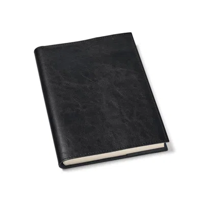 Aspinal Of London Rustic A5 Refillable Leather Journal In Black