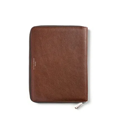 Aspinal Of London A4 Executive Zipped Padfolio In Brown