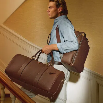 Aspinal Of London Boston Pebbled Large Holdall Bag In Tobacco