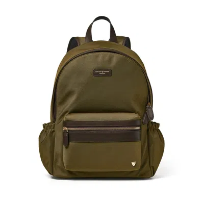 Aspinal Of London Khaki Logo-embellished Woven Backpack In Brown