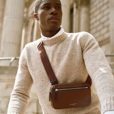 Aspinal Of London Tobacco Reporter East West Grained-leather Messenger Bag